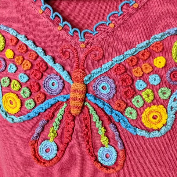 Women’s Michael Simon Pink Long Sleeve Sweater Sz S Butterfly New York VTG - Picture 3 of 11
